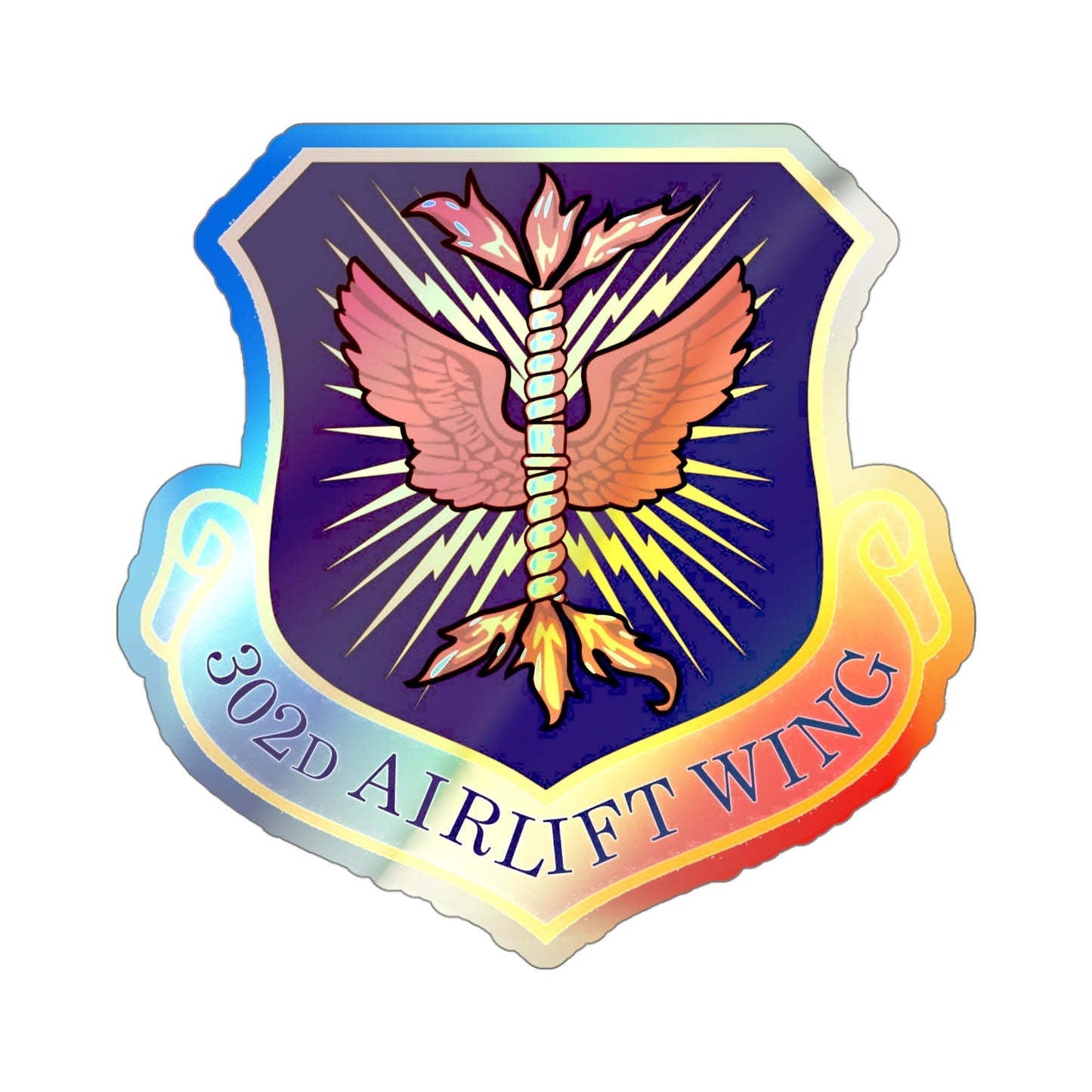 302d Airlift Wing (U.S. Air Force) Holographic STICKER Die-Cut Vinyl Decal-4 Inch-The Sticker Space