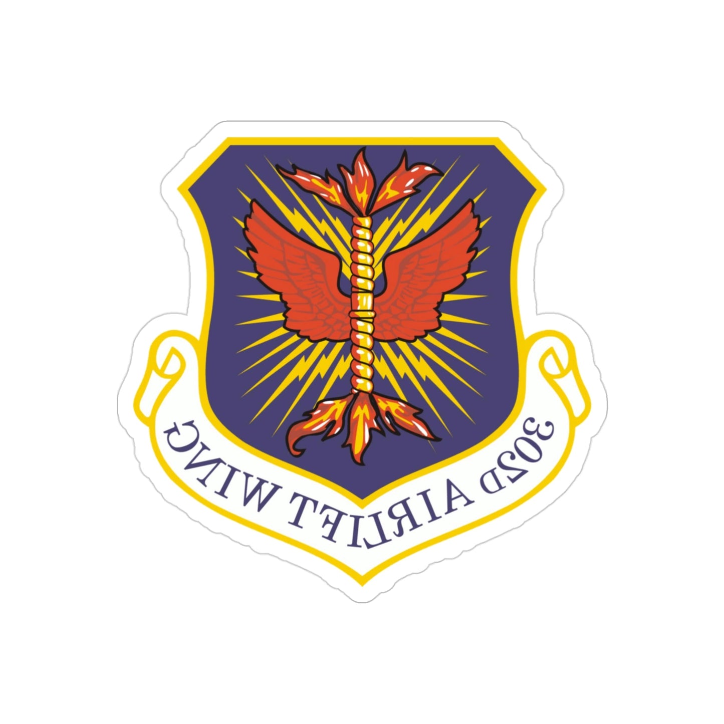 302d Airlift Wing (U.S. Air Force) REVERSE PRINT Transparent STICKER-3" × 3"-The Sticker Space