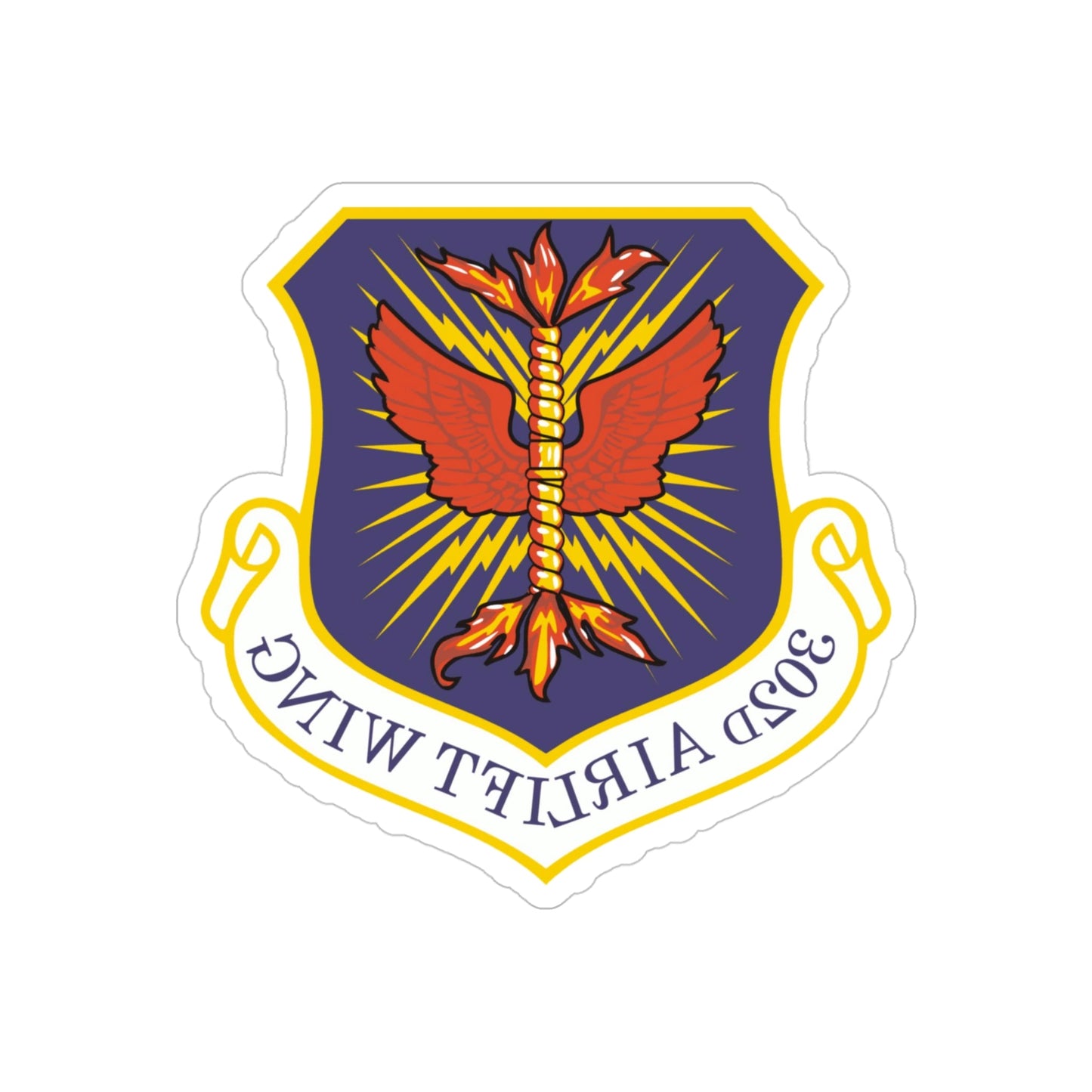 302d Airlift Wing (U.S. Air Force) REVERSE PRINT Transparent STICKER-4" × 4"-The Sticker Space