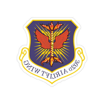 302d Airlift Wing (U.S. Air Force) REVERSE PRINT Transparent STICKER-4" × 4"-The Sticker Space