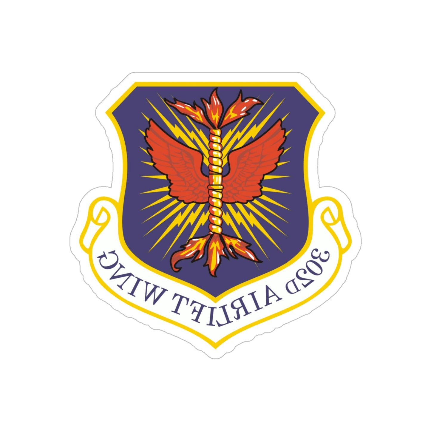 302d Airlift Wing (U.S. Air Force) REVERSE PRINT Transparent STICKER-5" × 5"-The Sticker Space