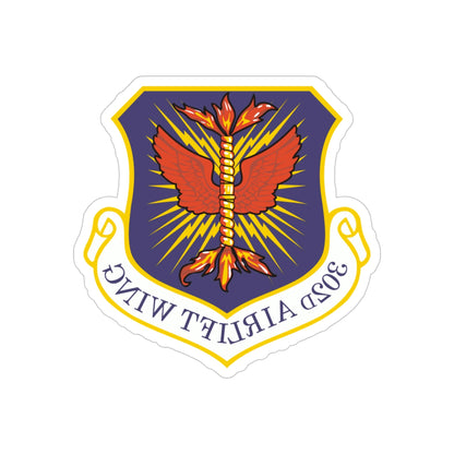 302d Airlift Wing (U.S. Air Force) REVERSE PRINT Transparent STICKER-5" × 5"-The Sticker Space