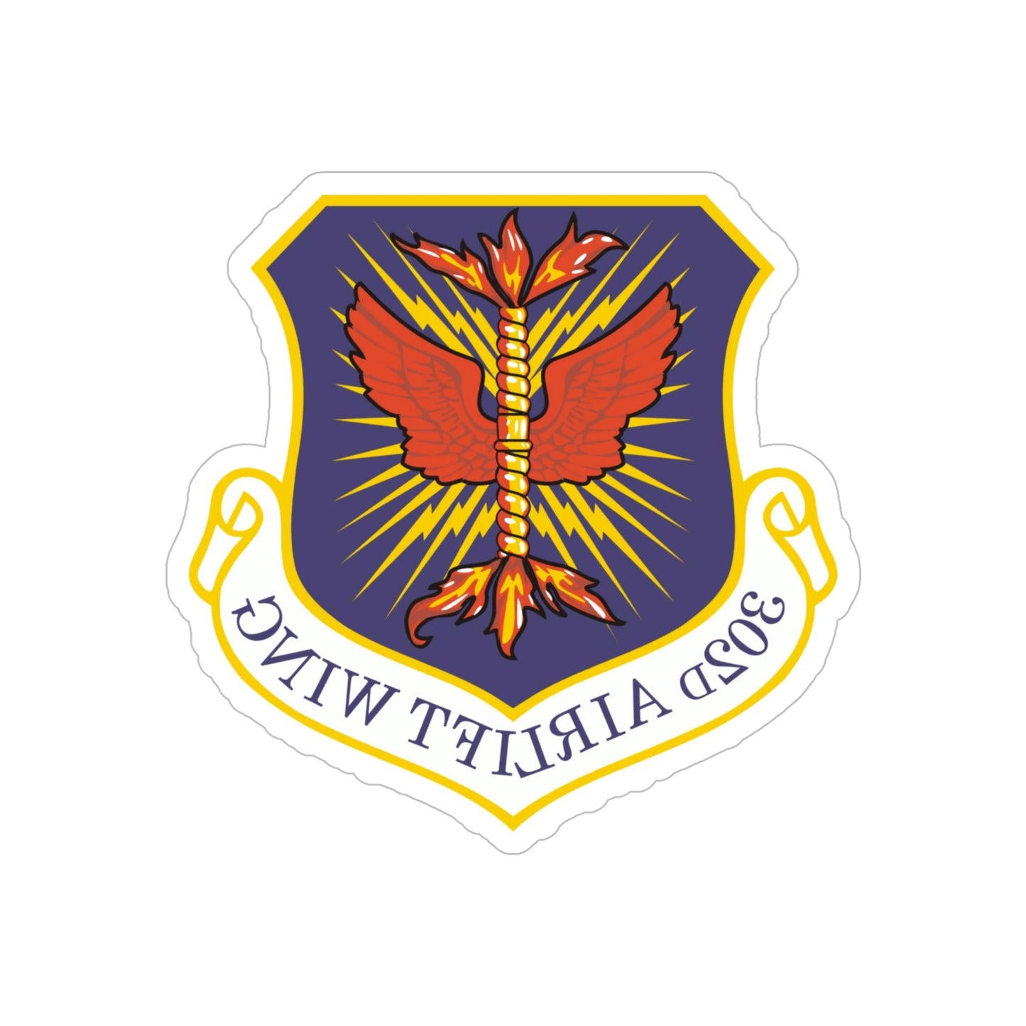 302d Airlift Wing (U.S. Air Force) REVERSE PRINT Transparent STICKER-6" × 6"-The Sticker Space