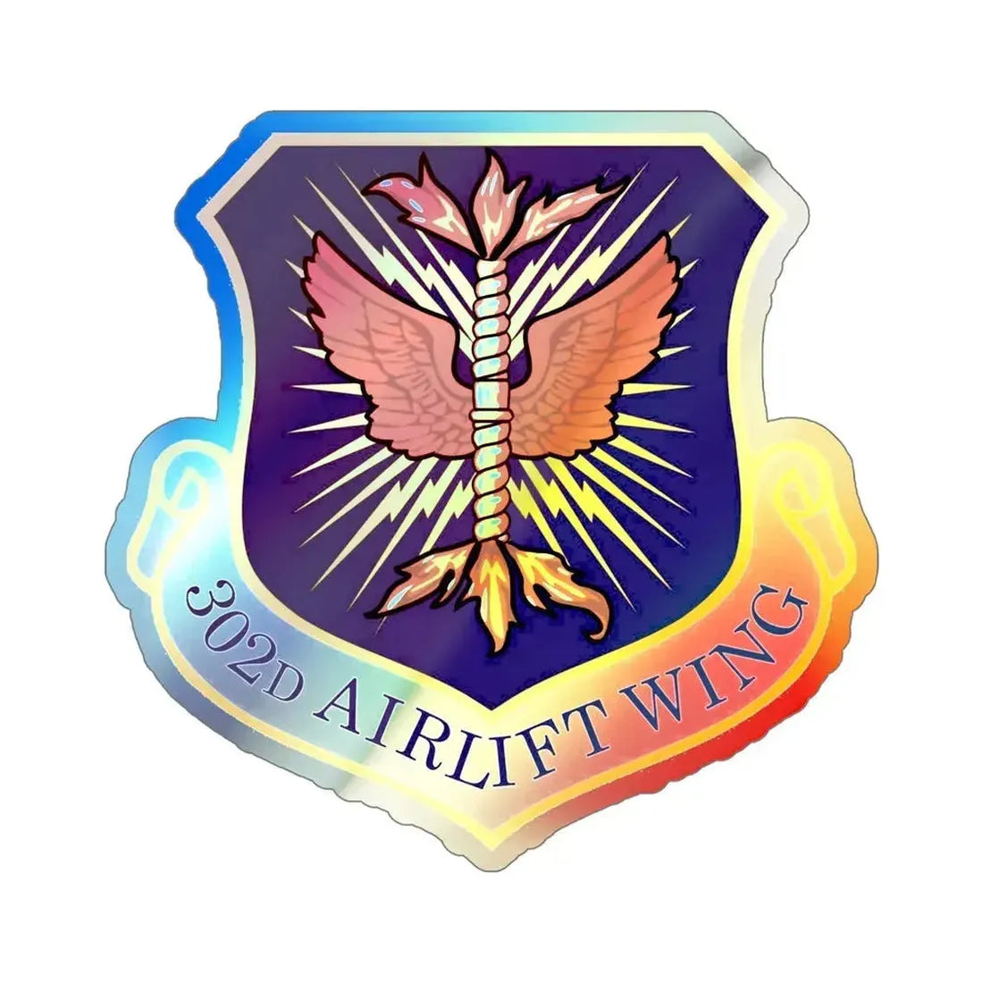 302d Airlift Wing (U.S. Air Force) Holographic STICKER Die-Cut Vinyl Decal 6 Inch Holographic - The Sticker Space