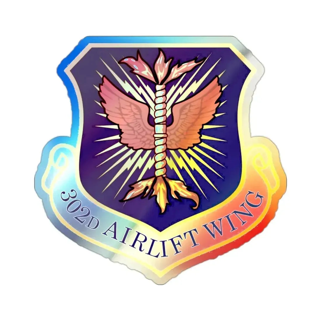 302d Airlift Wing (U.S. Air Force) Holographic STICKER Die-Cut Vinyl Decal - The Sticker Space