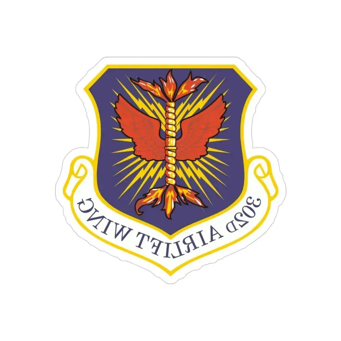 302d Airlift Wing (U.S. Air Force) REVERSE PRINT Transparent Die-Cut STICKER 3 Inch Die-Cut Transparent - The Sticker Space