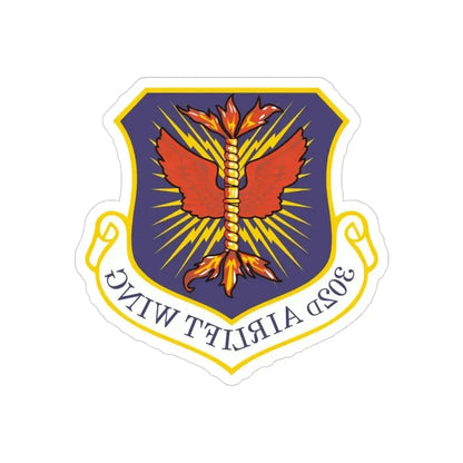 302d Airlift Wing (U.S. Air Force) REVERSE PRINT Transparent Die-Cut STICKER 3 Inch Die-Cut Transparent - The Sticker Space