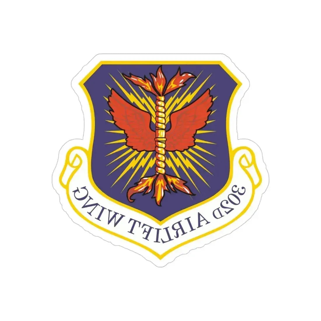 302d Airlift Wing (U.S. Air Force) REVERSE PRINT Transparent Die-Cut STICKER 4 Inch Die-Cut Transparent - The Sticker Space