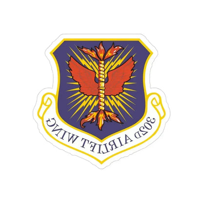 302d Airlift Wing (U.S. Air Force) REVERSE PRINT Transparent Die-Cut STICKER 4 Inch Die-Cut Transparent - The Sticker Space