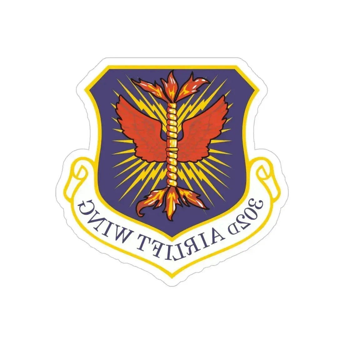 302d Airlift Wing (U.S. Air Force) REVERSE PRINT Transparent Die-Cut STICKER 5 Inch Die-Cut Transparent - The Sticker Space