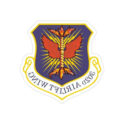 302d Airlift Wing (U.S. Air Force) REVERSE PRINT Transparent Die-Cut STICKER 5 Inch Die-Cut Transparent - The Sticker Space