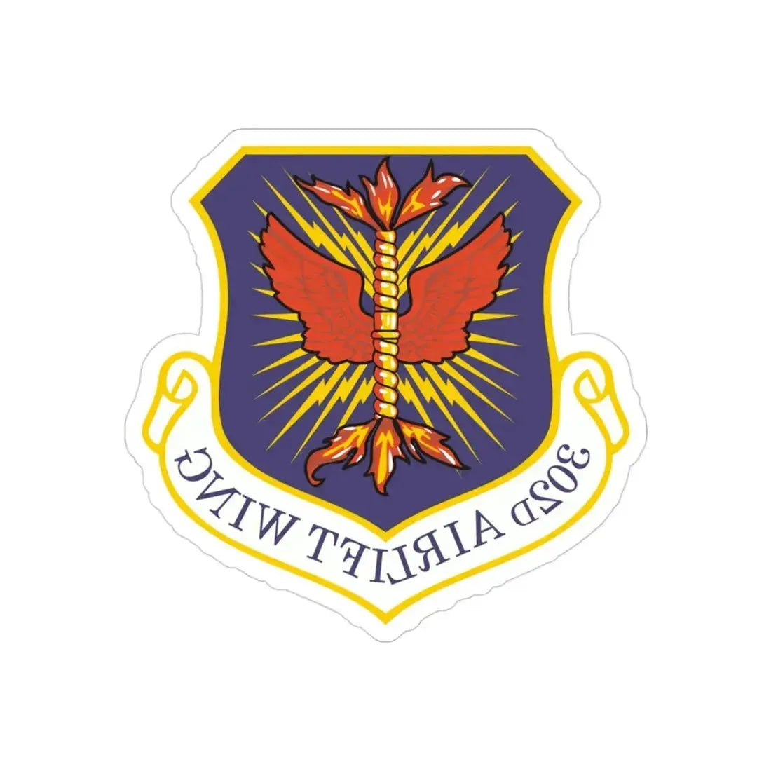 302d Airlift Wing (U.S. Air Force) REVERSE PRINT Transparent Die-Cut STICKER - The Sticker Space