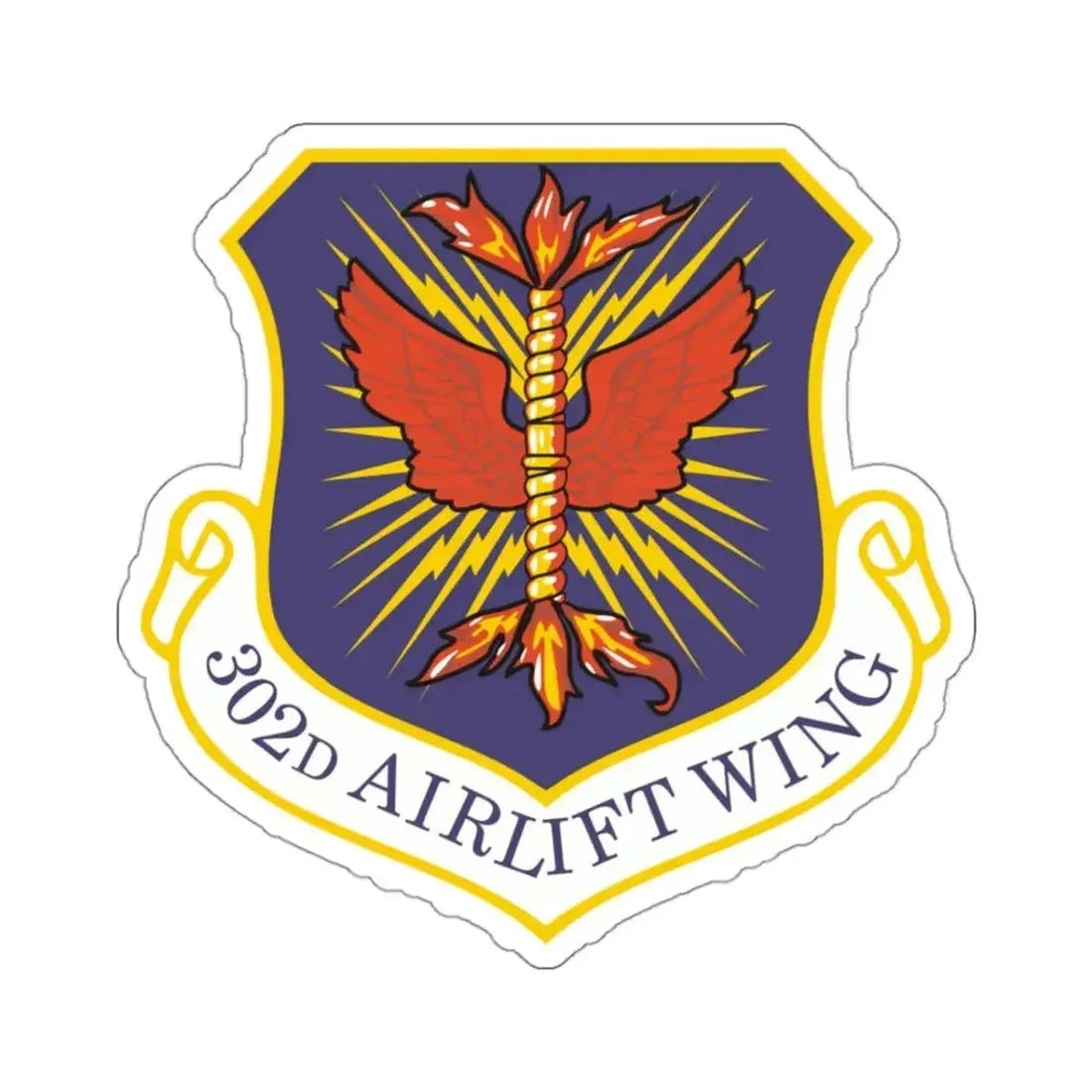 302d Airlift Wing (U.S. Air Force) STICKER Vinyl Kiss-Cut Decal 3 Inch White - The Sticker Space