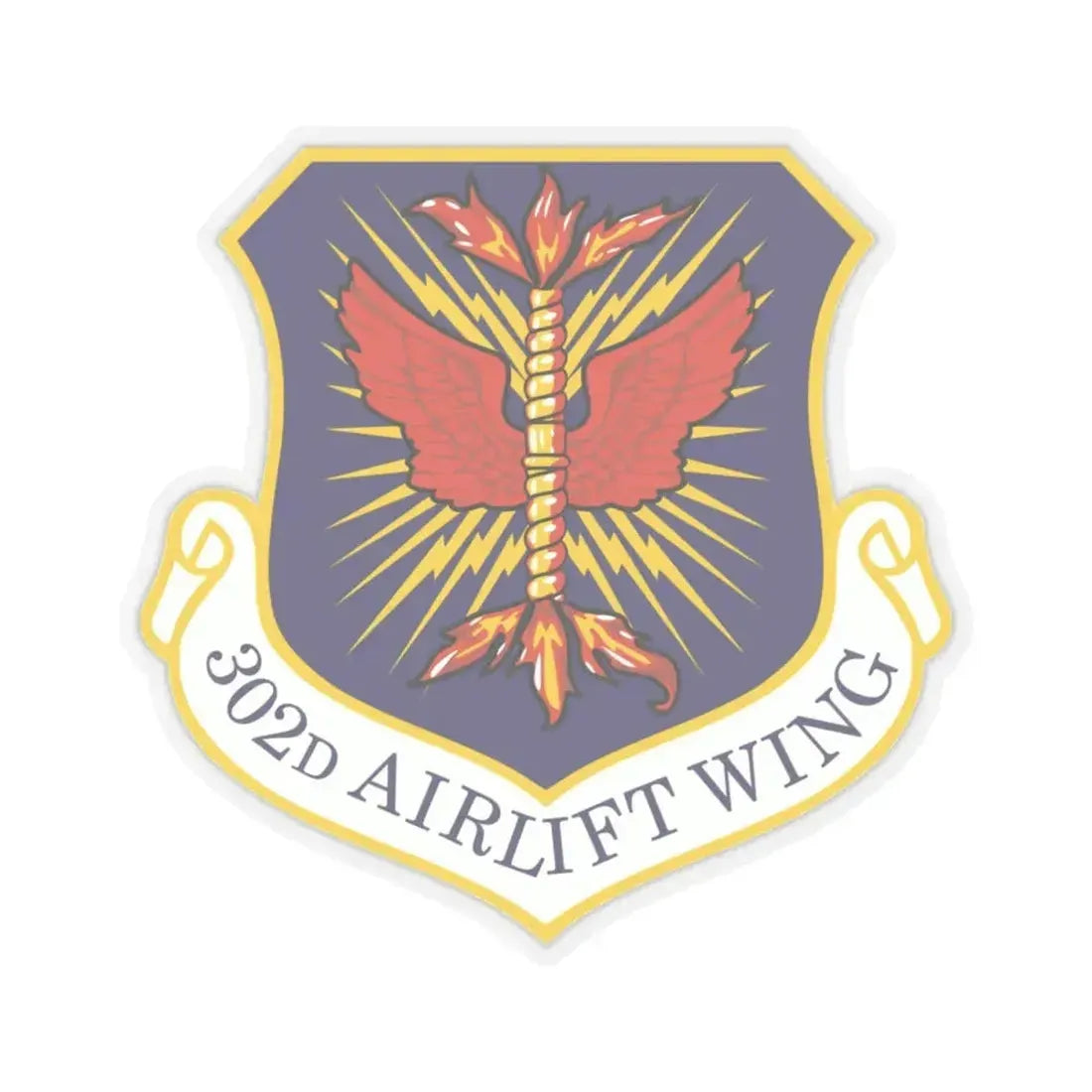 302d Airlift Wing (U.S. Air Force) STICKER Vinyl Kiss-Cut Decal 4 Inch Transparent - The Sticker Space