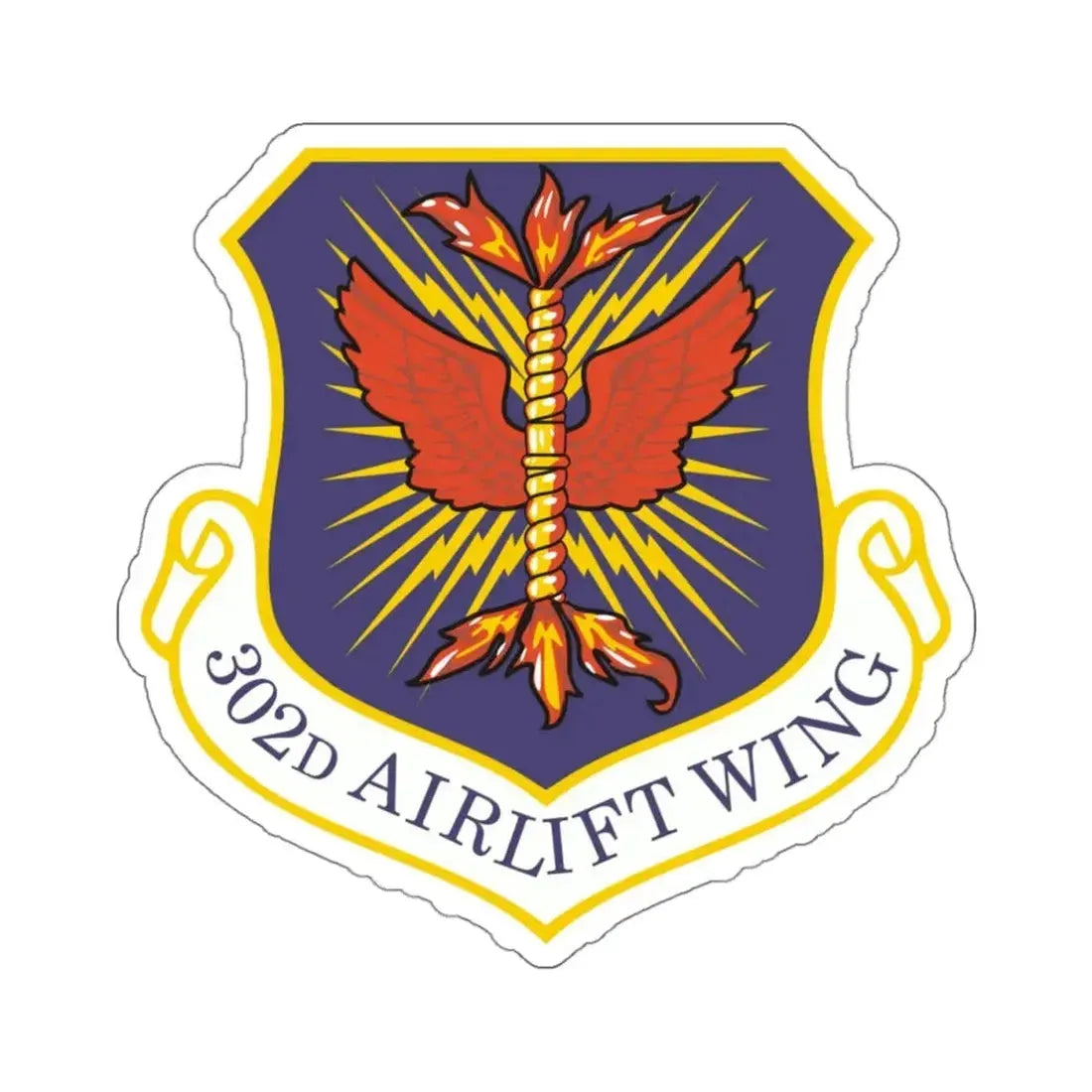 302d Airlift Wing (U.S. Air Force) STICKER Vinyl Kiss-Cut Decal 4 Inch White - The Sticker Space