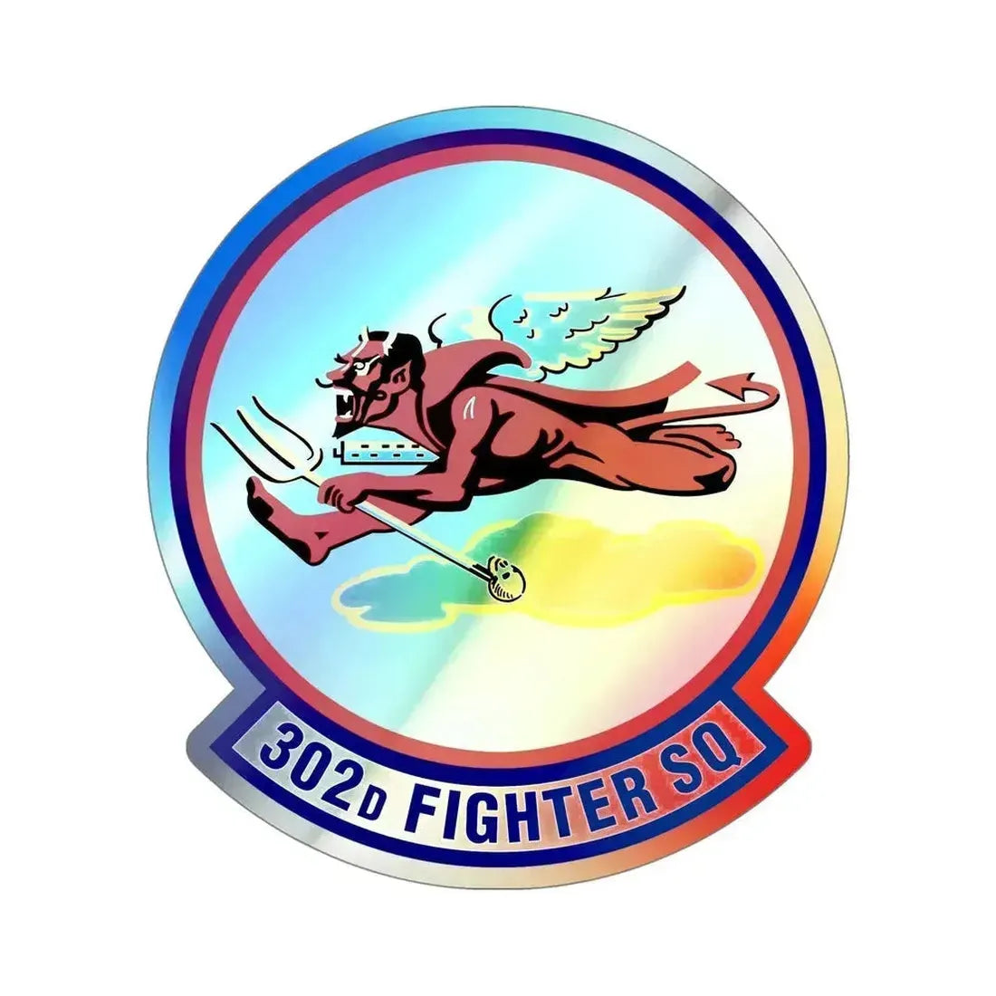 302d Fighter Squadron (U.S. Air Force) Holographic STICKER Die-Cut Vinyl Decal 5 Inch Holographic - The Sticker Space