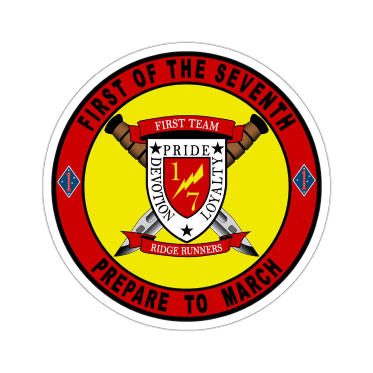 1st Battalion 7th Marines (USMC) STICKER Vinyl Kiss-Cut Decal-2" × 2"-White-The Sticker Space