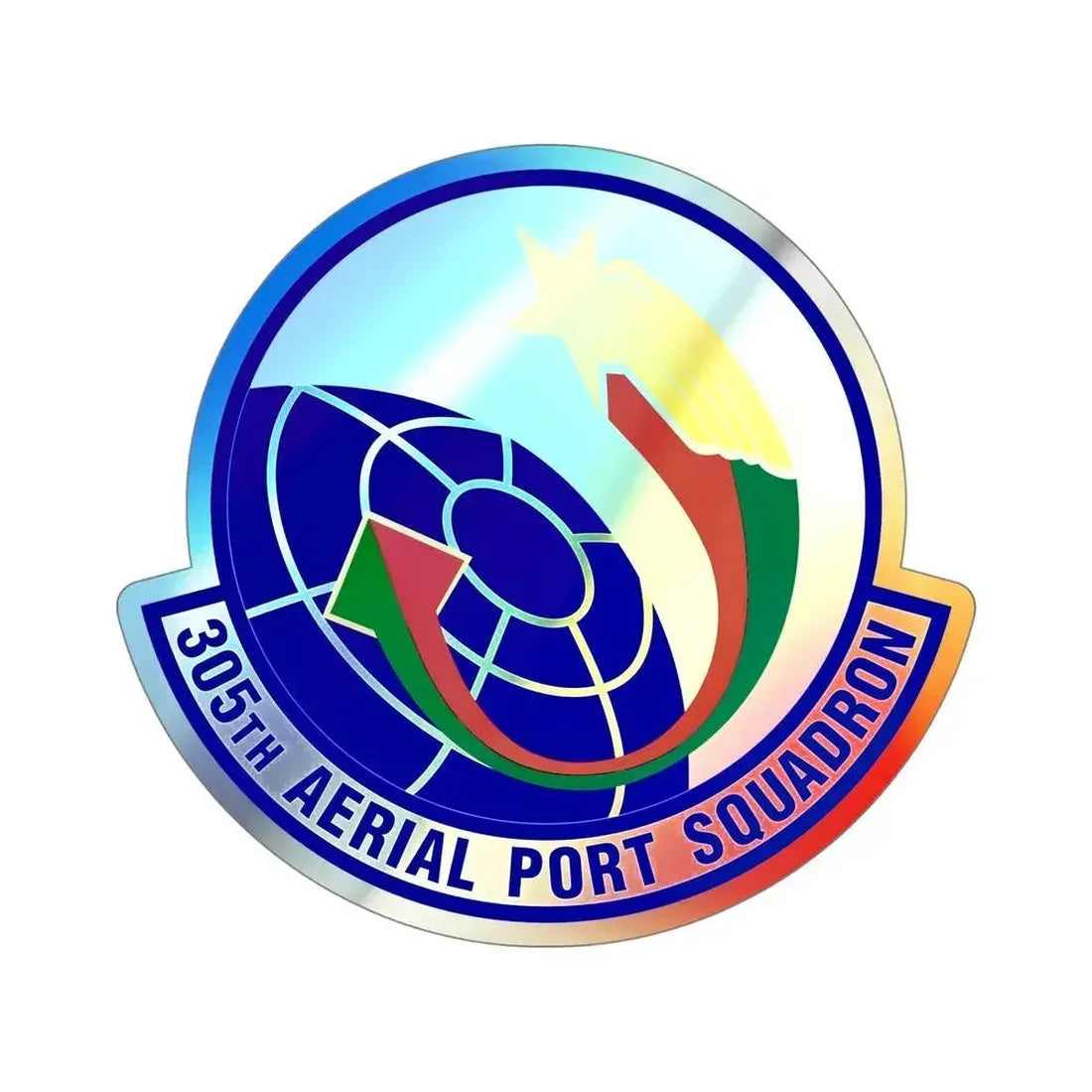 305 Aerial Port Squadron AMC (U.S. Air Force) Holographic STICKER Die-Cut Vinyl Decal 5 Inch Holographic - The Sticker Space