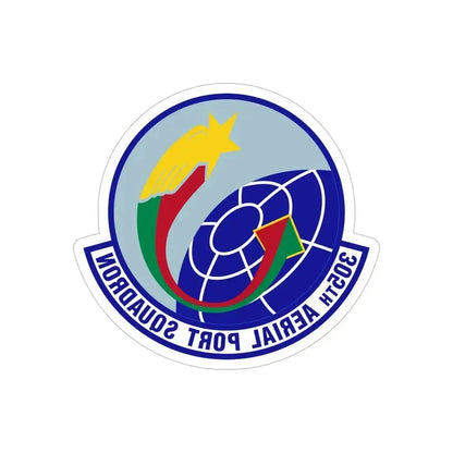 305 Aerial Port Squadron AMC (U.S. Air Force) REVERSE PRINT Transparent Die-Cut STICKER 6 Inch Die-Cut Transparent - The Sticker Space