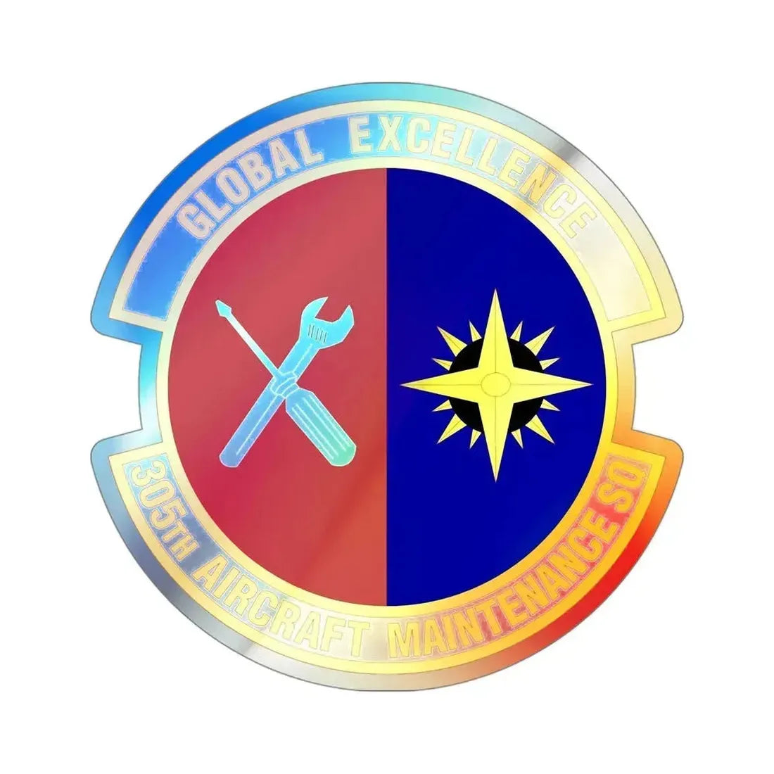 305 Aircraft Maintenance Squadron AMC (U.S. Air Force) Holographic STICKER Die-Cut Vinyl Decal 4 Inch Holographic - The Sticker Space