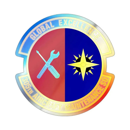 305 Aircraft Maintenance Squadron AMC (U.S. Air Force) Holographic STICKER Die-Cut Vinyl Decal 6 Inch Holographic - The Sticker Space
