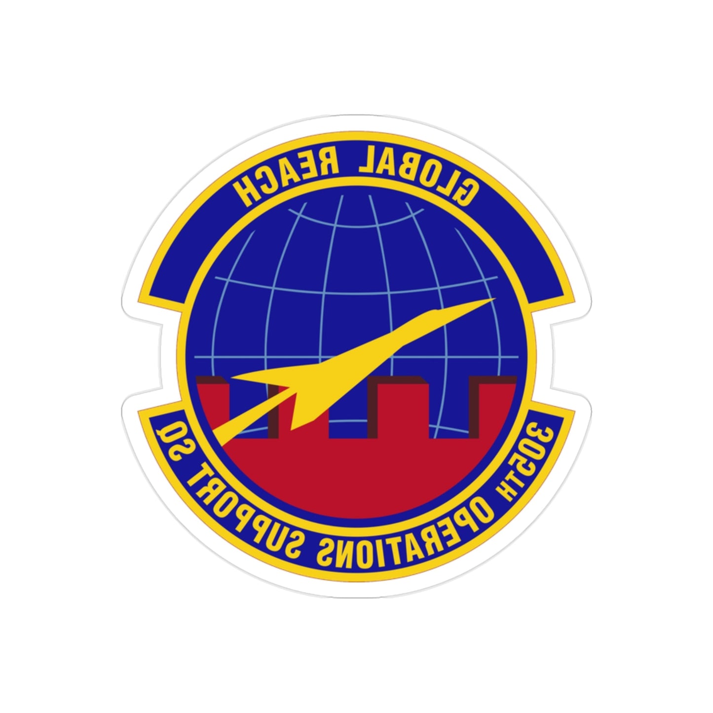 305 Operations Support Squadron AMC (U.S. Air Force) REVERSE PRINT Transparent STICKER-2" × 2"-The Sticker Space