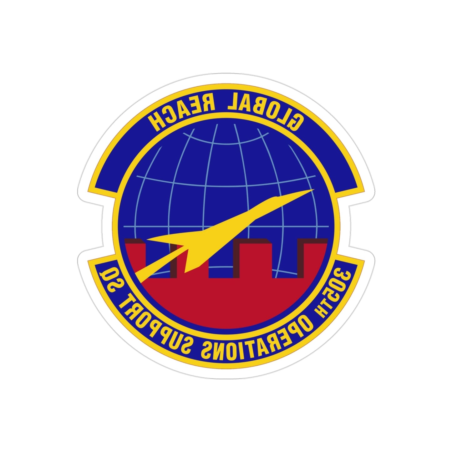 305 Operations Support Squadron AMC (U.S. Air Force) REVERSE PRINT Transparent STICKER-3" × 3"-The Sticker Space