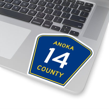 Anoka County 14 (Minnesota) (Road Sign) STICKER Vinyl Kiss-Cut Decal