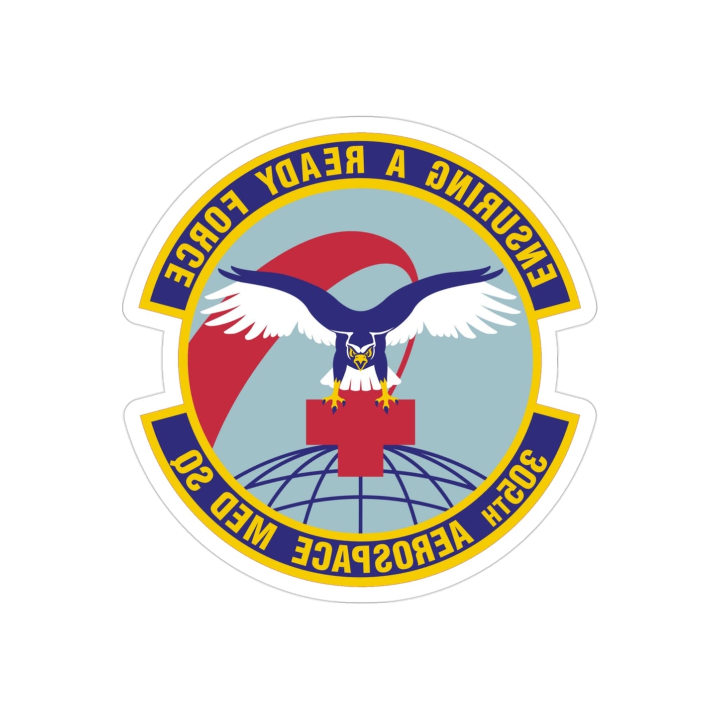 305th Aerospace Medicine Squadron (U.S. Air Force) REVERSE PRINT Transparent STICKER-3" × 3"-The Sticker Space