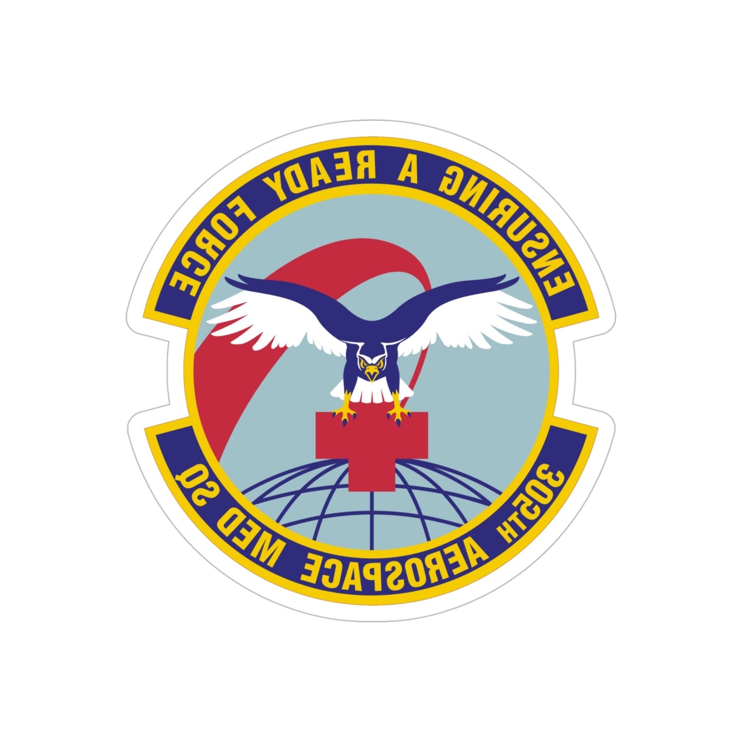 305th Aerospace Medicine Squadron (U.S. Air Force) REVERSE PRINT Transparent STICKER-5" × 5"-The Sticker Space