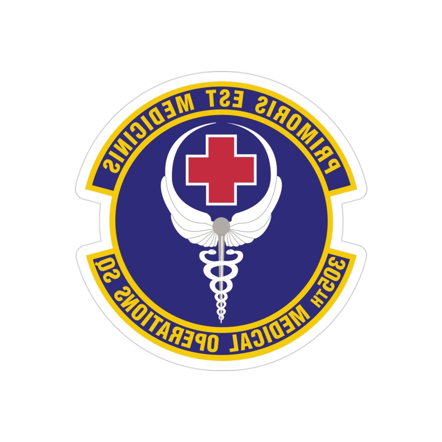 305th Medical Operations Squadron (U.S. Air Force) REVERSE PRINT Transparent STICKER-3" × 3"-The Sticker Space