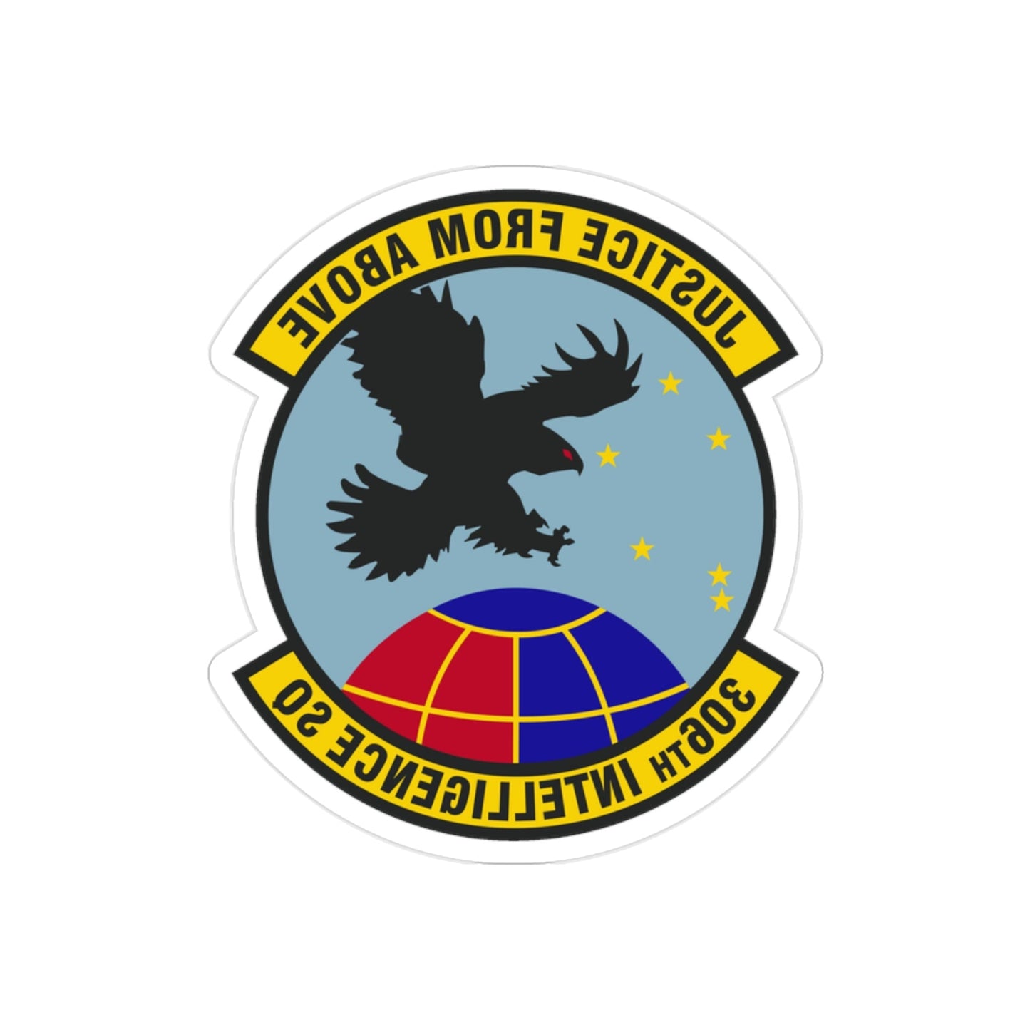 306th Intelligence Squadron (U.S. Air Force) REVERSE PRINT Transparent STICKER-2" × 2"-The Sticker Space