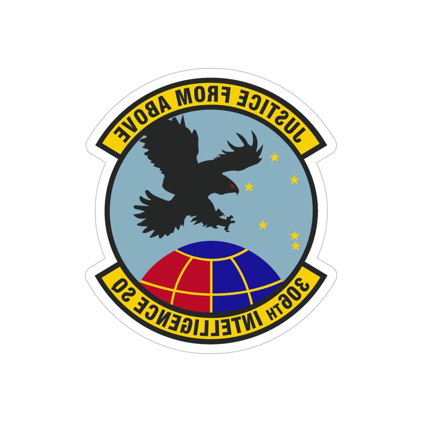 306th Intelligence Squadron (U.S. Air Force) REVERSE PRINT Transparent STICKER-5" × 5"-The Sticker Space