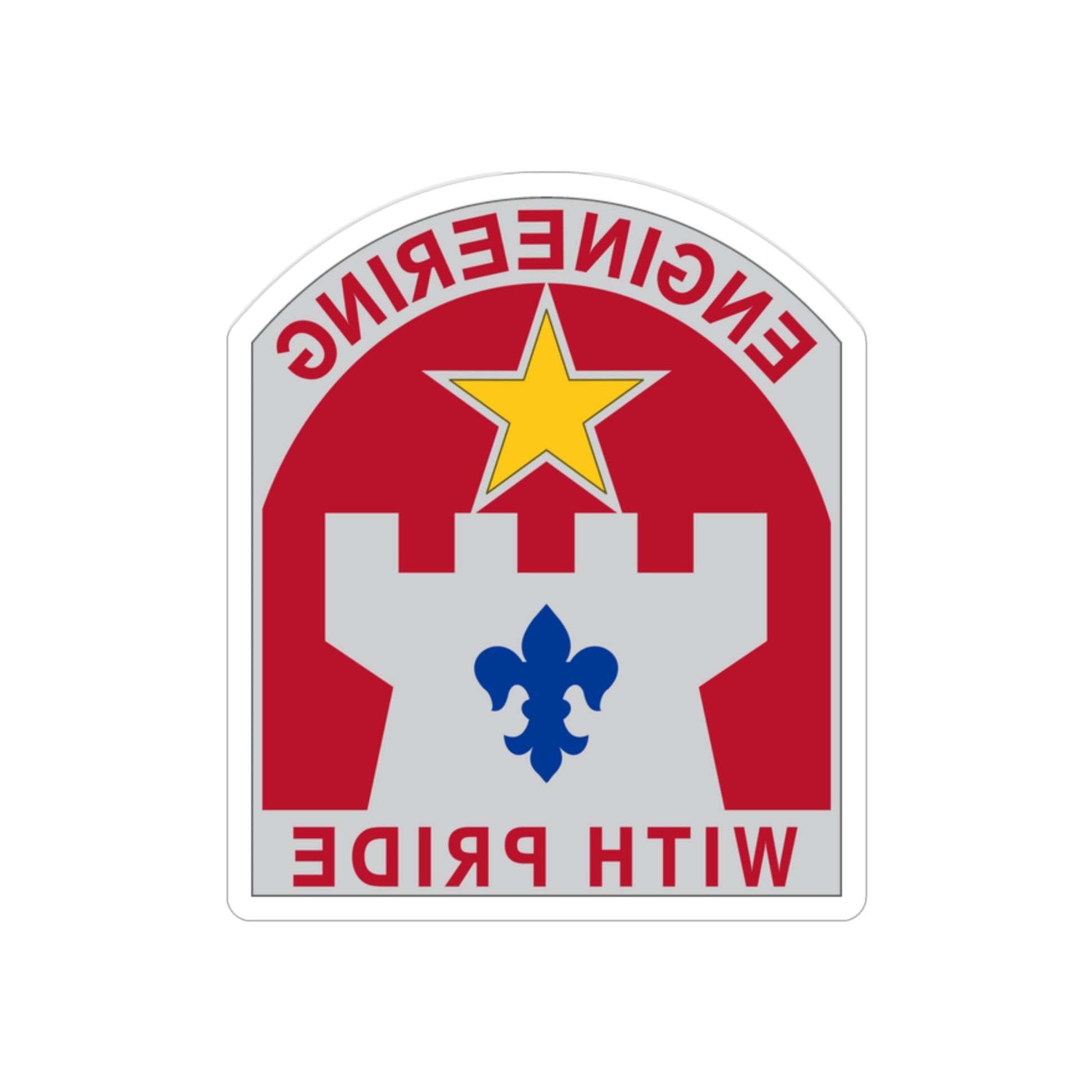 308 Engineer Group (U.S. Army) REVERSE PRINT Transparent STICKER-2" × 2"-The Sticker Space