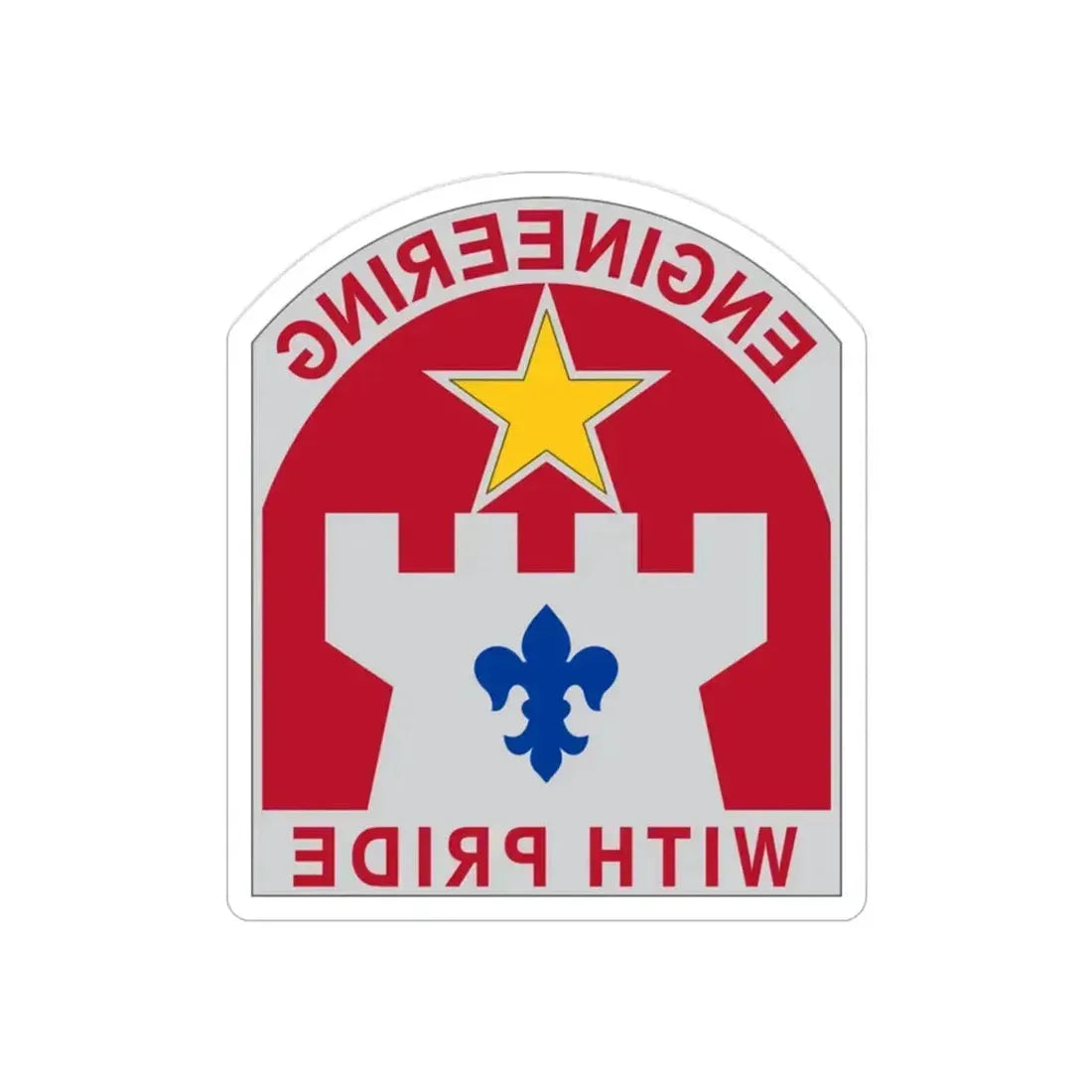308 Engineer Group (U.S. Army) REVERSE PRINT Transparent Die-Cut STICKER 2 Inch Die-Cut Transparent - The Sticker Space
