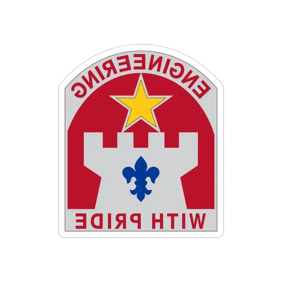 308 Engineer Group (U.S. Army) REVERSE PRINT Transparent Die-Cut STICKER 4 Inch Die-Cut Transparent - The Sticker Space
