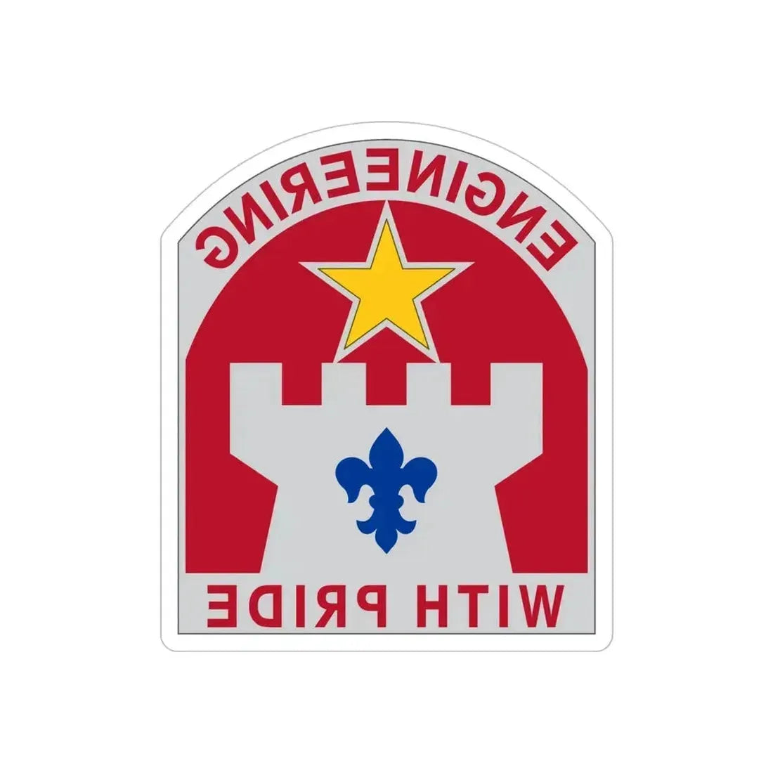 308 Engineer Group (U.S. Army) REVERSE PRINT Transparent Die-Cut STICKER 5 Inch Die-Cut Transparent - The Sticker Space