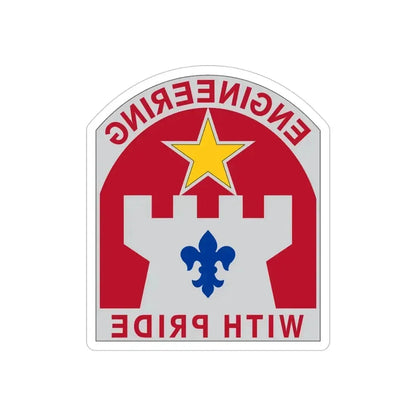 308 Engineer Group (U.S. Army) REVERSE PRINT Transparent Die-Cut STICKER 5 Inch Die-Cut Transparent - The Sticker Space