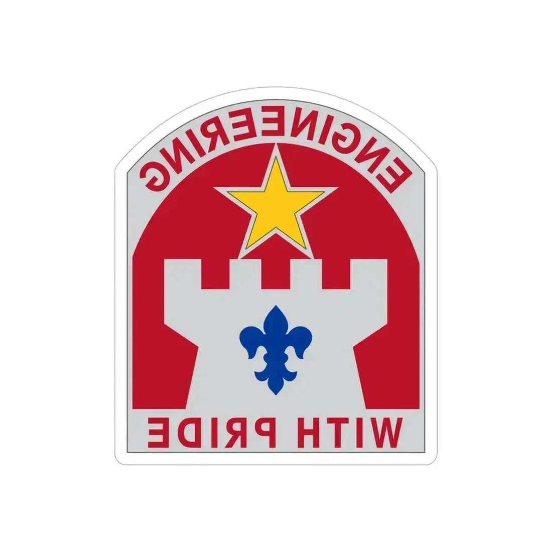 308 Engineer Group (U.S. Army) REVERSE PRINT Transparent Die-Cut STICKER 6 Inch Die-Cut Transparent - The Sticker Space