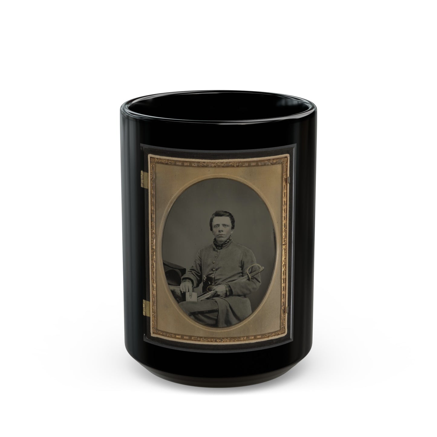 Private W.R. Clack Of Co. B, 43rd Tennessee Infantry Regiment, With Saber, Pistol, And Small Book (U.S. Civil War) Black Coffee Mug