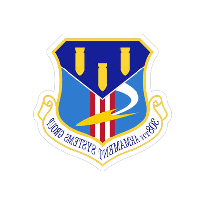 308th Armament Systems Group (U.S. Air Force) REVERSE PRINT Transparent STICKER-3" × 3"-The Sticker Space