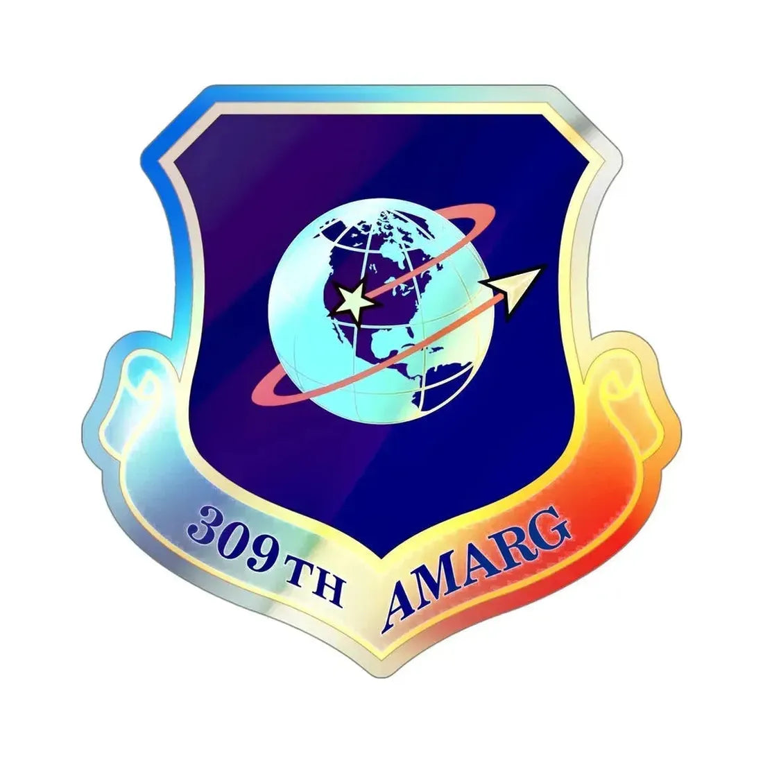309th Aerospace Maintenance & Regeneration Group (U.S. Air Force) Holographic STICKER Die-Cut Vinyl Decal 4 Inch Holographic - The Sticker Space