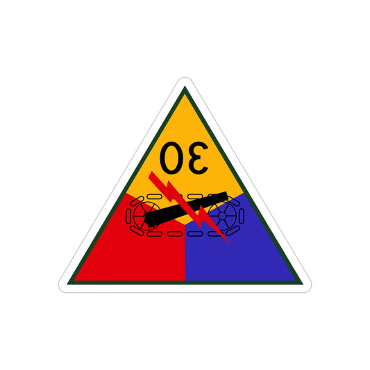 30th Armored Division (U.S. Army) REVERSE PRINT Transparent STICKER-6" × 6"-The Sticker Space