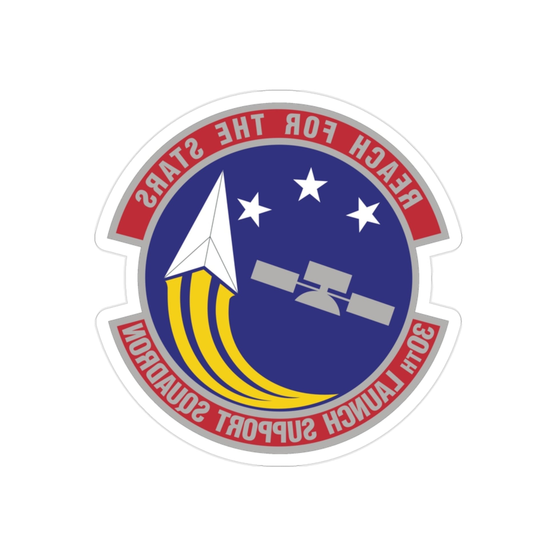 30th Launch Support Squadron (U.S. Air Force) REVERSE PRINT Transparent STICKER-2" × 2"-The Sticker Space