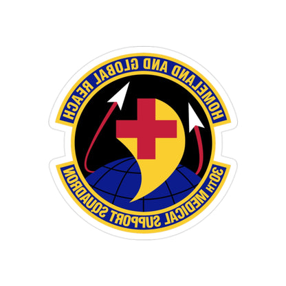 30th Medical Support Squadron (U.S. Air Force) REVERSE PRINT Transparent STICKER-2" × 2"-The Sticker Space