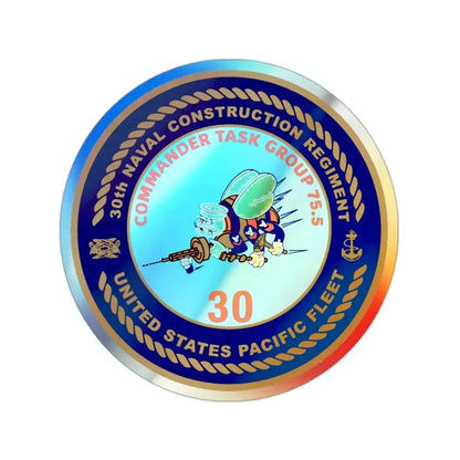 30TH NCR USPACFLT Seabee (U.S. Navy) Holographic STICKER Die-Cut Vinyl Decal 2 Inch Holographic - The Sticker Space