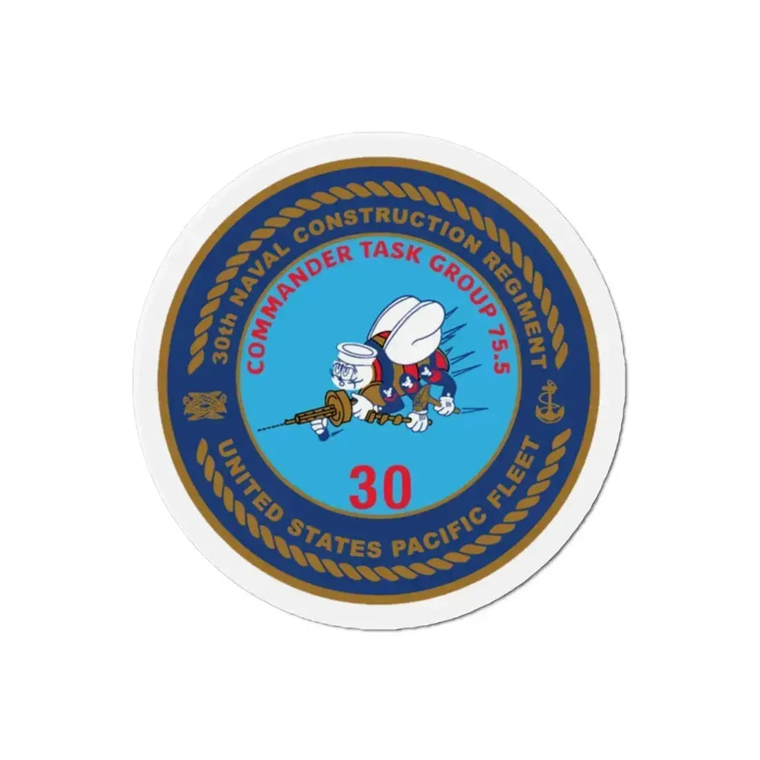 30TH NCR USPACFLT Seabee (U.S. Navy) Refrigerator Magnet 2 Inch - The Sticker Space