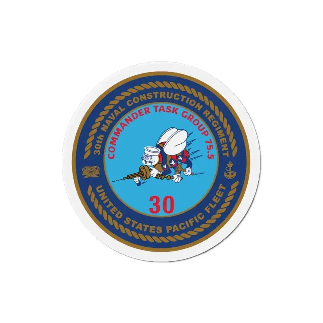 30TH NCR USPACFLT Seabee (U.S. Navy) Refrigerator Magnet 3 Inch - The Sticker Space