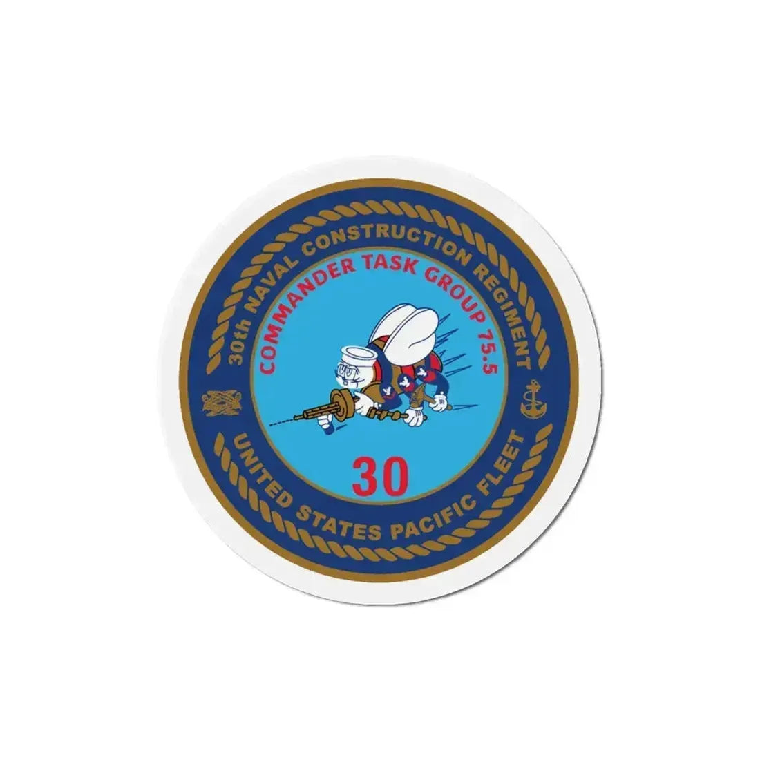 30TH NCR USPACFLT Seabee (U.S. Navy) Refrigerator Magnet 6 Inch - The Sticker Space