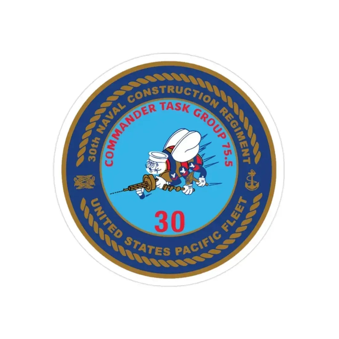 30TH NCR USPACFLT Seabee (U.S. Navy) Transparent STICKER Die-Cut Vinyl Decal 2 Inch Transparent - The Sticker Space